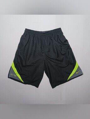 Nike Elite Mens Dri-Fit Basketball Mesh Shorts Large Black Neon Green